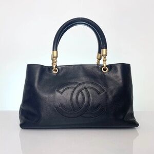 Vintage CHANEL East West Double Top Handle Authentic Bag